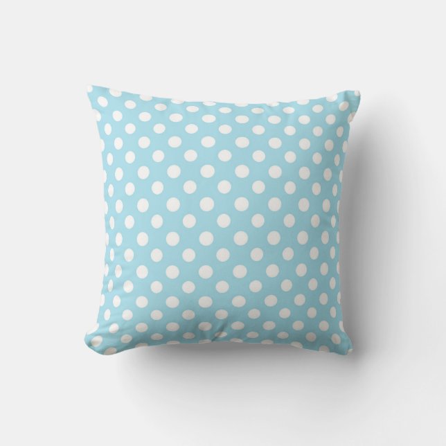 Blue Polkadot Glam Girly Trendig Snyggt Kudde (Framsida)