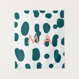 Blue polkadot orange pastel monogram man letter pa