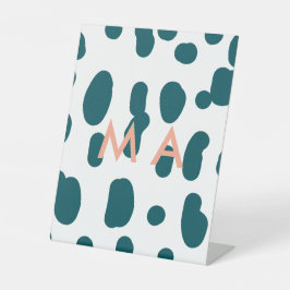 Blue polkadot orange pastel monogram man letter pa