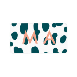 Blue polkadot orange pastel monogram man letter pa adressetikett