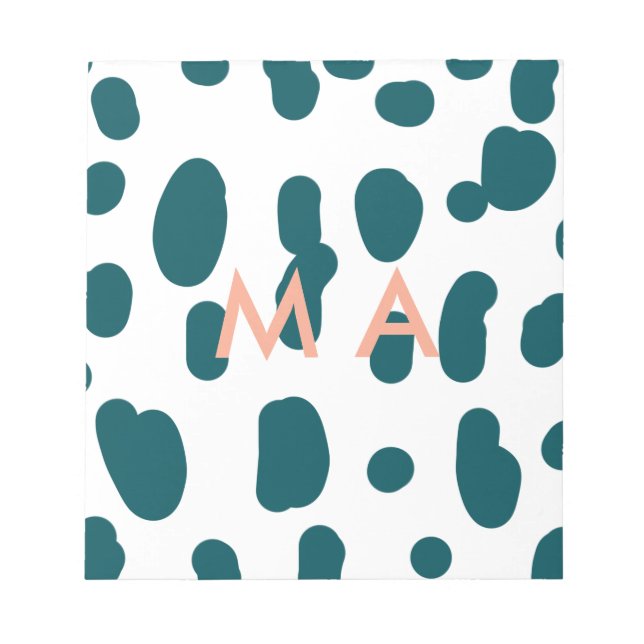 Blue polkadot orange pastel monogram man letter pa anteckningsblock (Framsida)
