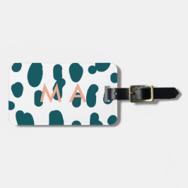 Blue polkadot orange pastel monogram man letter pa bagagebricka