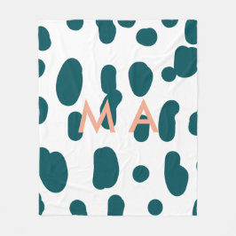 Blue polkadot orange pastel monogram man letter pa fleecefilt