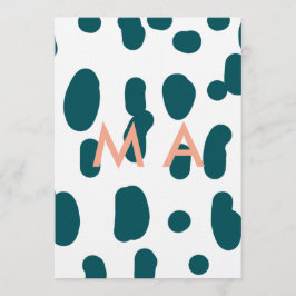 Blue polkadot orange pastel monogram man letter pa inbjudningar