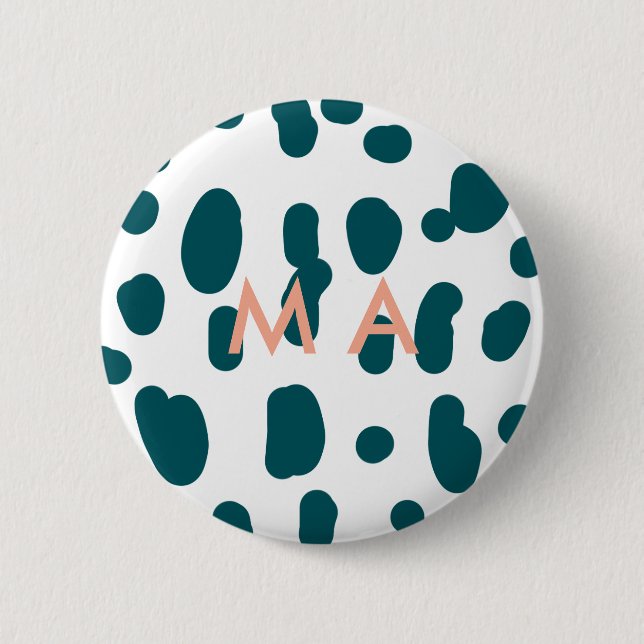 Blue polkadot orange pastel monogram man letter pa knapp (Framsida)