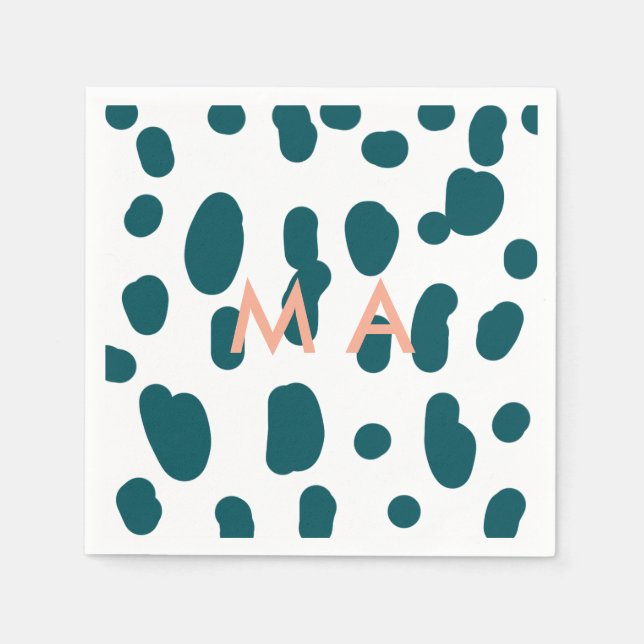 Blue polkadot orange pastel monogram man letter pa pappersservett (Framsidan)