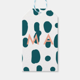 Blue polkadot orange pastel monogram man letter pa presentetikett