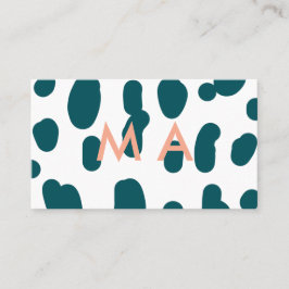 Blue polkadot orange pastel monogram man letter pa visitkort