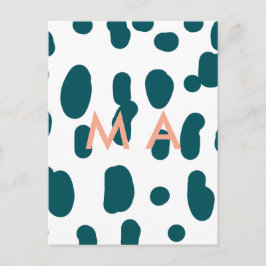Blue polkadot orange pastel monogram man letter pa vykort