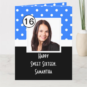 Blue Polkadot sweet sixteen Tack Kort