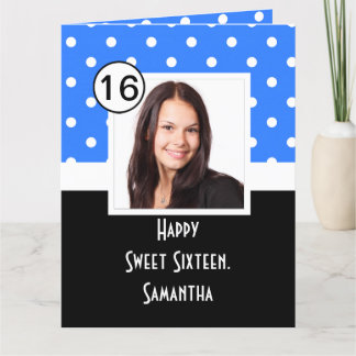 Blue Polkadot sweet sixteen Tack Kort