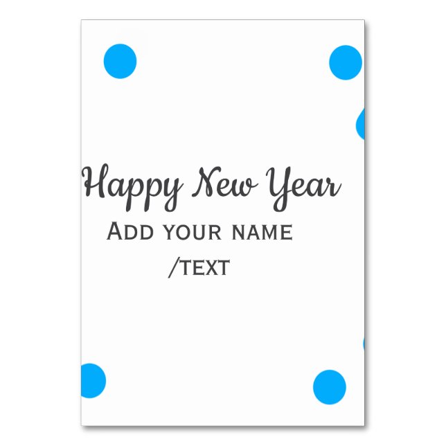 Blue polkadots happy new year add name messasimple bordsnummer (Framsidan)