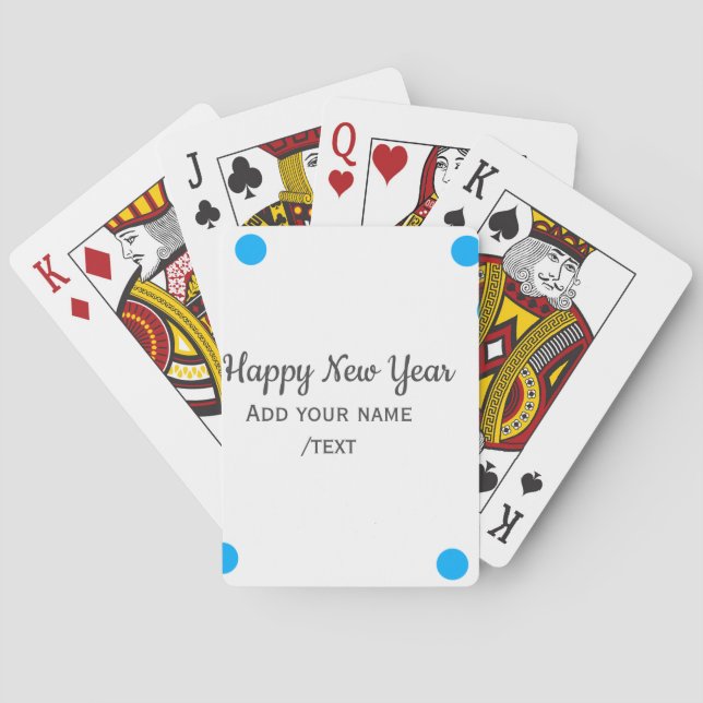 Blue polkadots happy new year add name messasimple casinokort (Baksidan)
