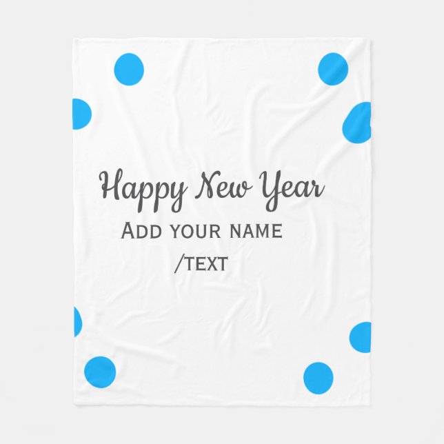 Blue polkadots happy new year add name messasimple fleecefilt (Framsidan)