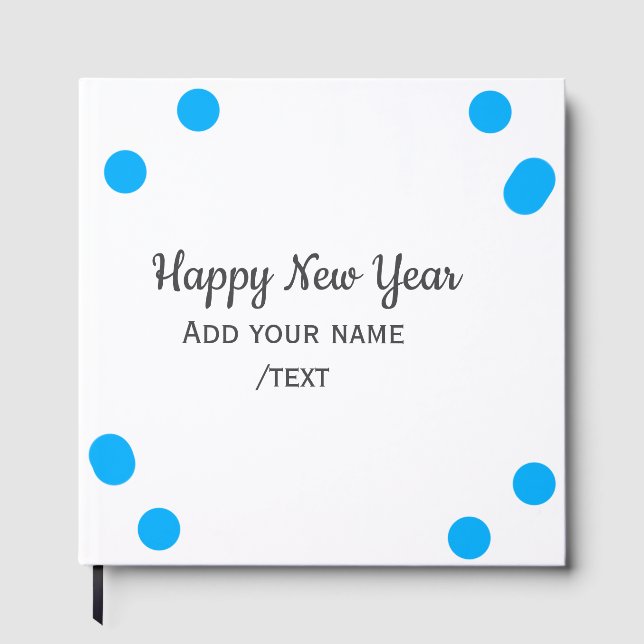 Blue polkadots happy new year add name messasimple gästböcker (Framsida)