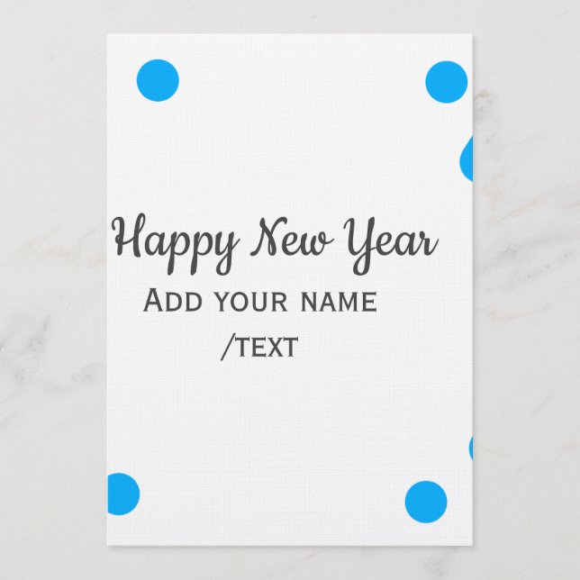 Blue polkadots happy new year add name messasimple inbjudningar (Framsida)