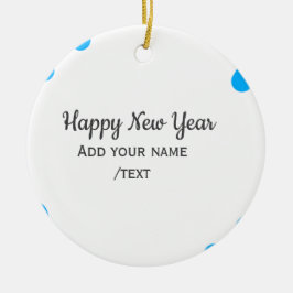Blue polkadots happy new year add name messasimple julgransprydnad keramik