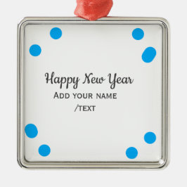 Blue polkadots happy new year add name messasimple julgransprydnad metall