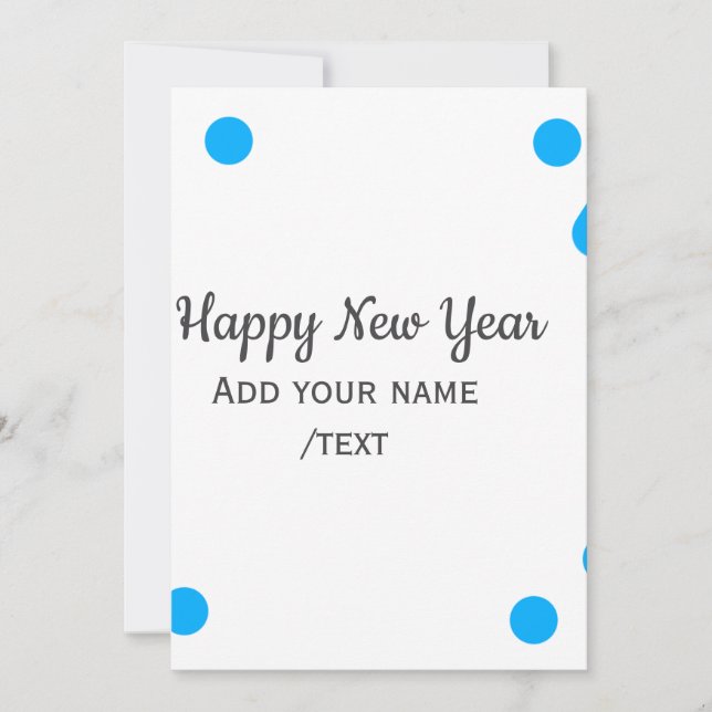 Blue polkadots happy new year add name messasimple julkort (Framsida)