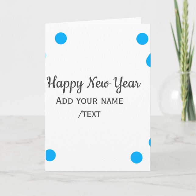 Blue polkadots happy new year add name messasimple kort (Framsida)