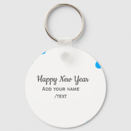 Blue polkadots happy new year add name messasimple nyckelring