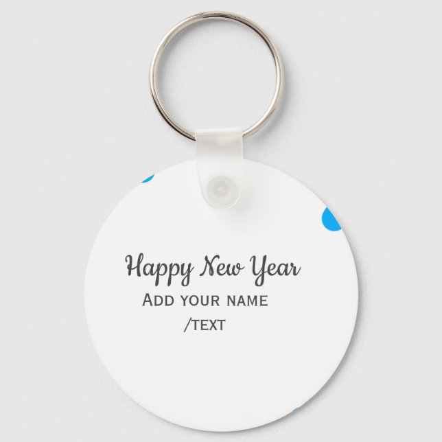 Blue polkadots happy new year add name messasimple nyckelring (Framsida)