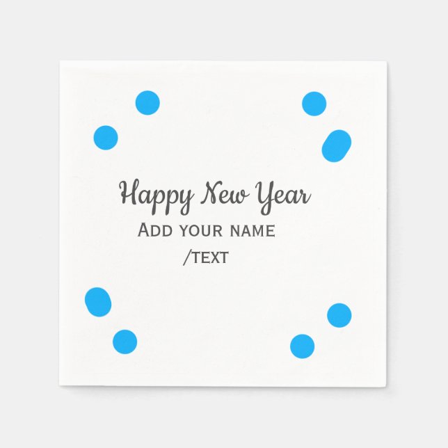 Blue polkadots happy new year add name messasimple pappersservett (Framsidan)