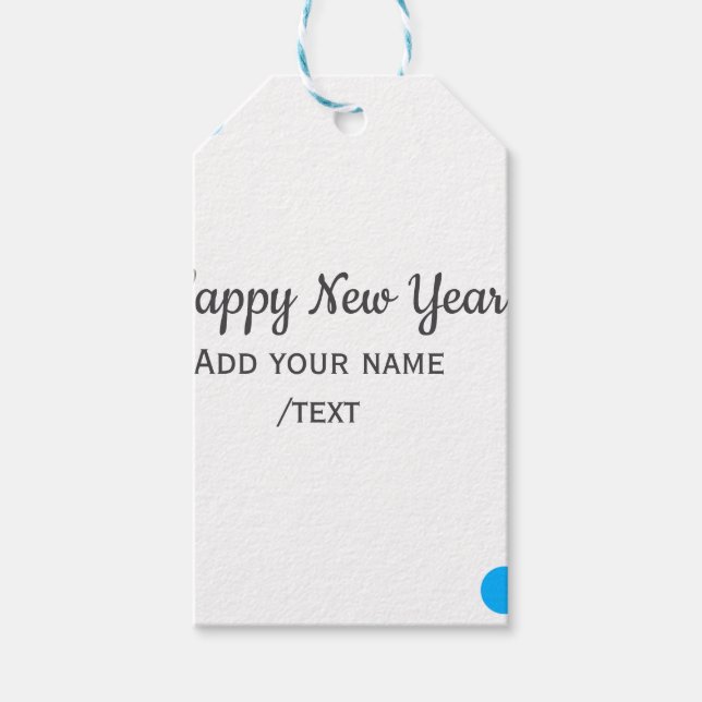 Blue polkadots happy new year add name messasimple presentetikett (Framsidan)