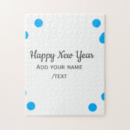 Blue polkadots happy new year add name messasimple pussel