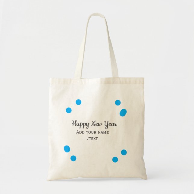 Blue polkadots happy new year add name messasimple tygkasse (Framsidan)
