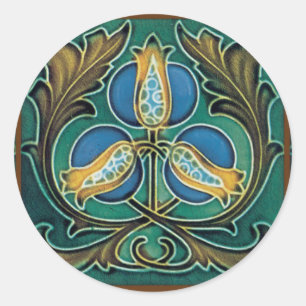 Blue Pomegranate Majolica Art Runt Klistermärke
