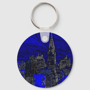 Blue Pop Art New York City Nyckelring