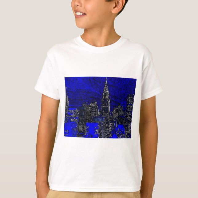 Blue Pop Art New York City Tee Shirt (Framsida)
