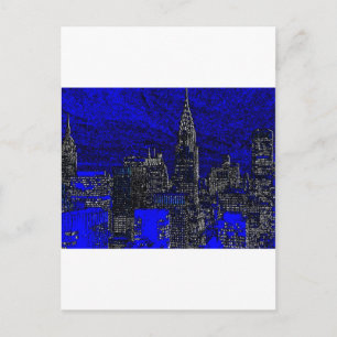 Blue Pop Art New York City Vykort