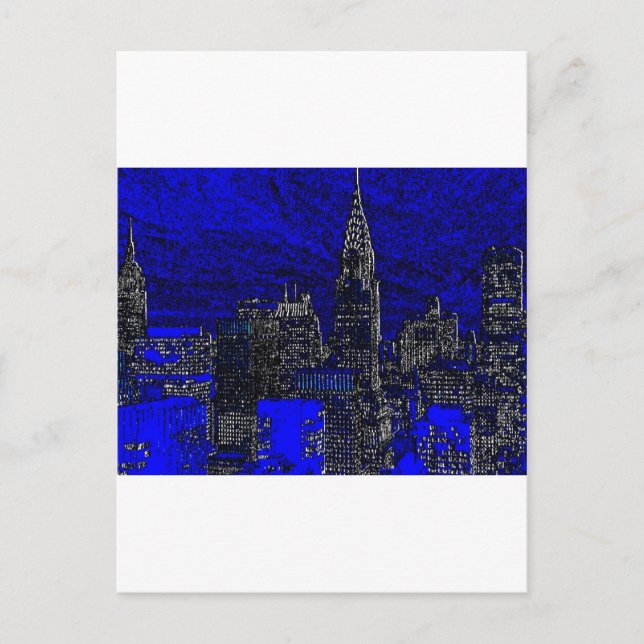 Blue Pop Art New York City Vykort (Framsida)