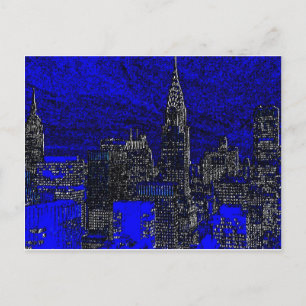 Blue Pop Art New York City Vykort