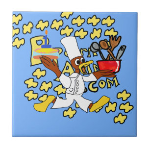 Blue Popcorn Anime Chef Ducky Kazoo Ceramic Tile Kakelplatta