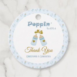 Blue Poppin Flaskor Boy Baby Shower Gåvor Etiketter