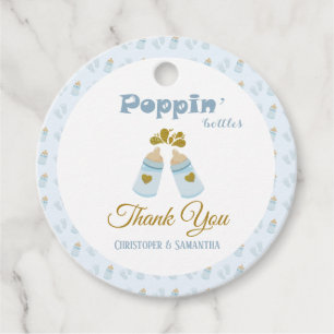 Blue Poppin Flaskor Boy Baby Shower Gåvor Etiketter