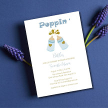 Blue Poppin Flaskor Boy Baby Shower