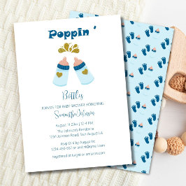 Blue Poppin Flaskor Boy Baby Shower Inbjudningar