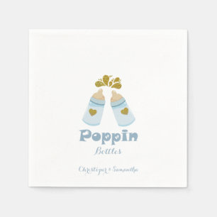 Blue Poppin Flaskor Boy Baby Shower Pappersservett