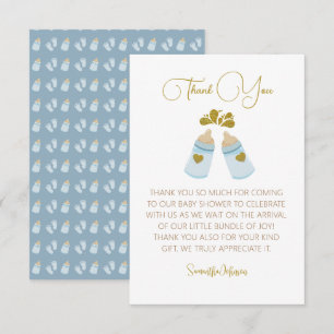 Blue Poppin Flaskor Boy Baby Shower Tack Kort