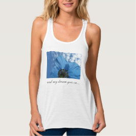 BLUE POPPY Flower Dream any Text Linne Med Racerback