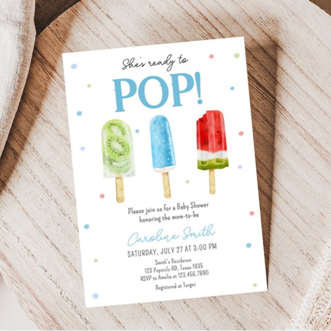 Blue Popsicle Baby Shower Inbjudningar (Ready to Pop Baby Shower Invitation)
