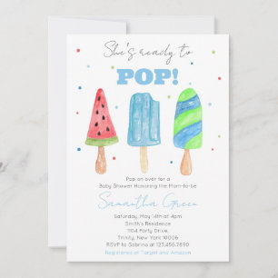 Blue Popsicle Baby Shower Inbjudningar