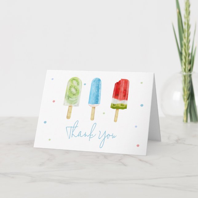 Blue Popsicle Baby Shower Tack Kort (Framsida)
