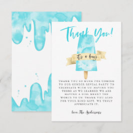 Blue Popsicle Boy Gender Reveal Party Tack Kort