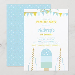 Blue Popsicle Party Sommardag-inbjudan Inbjudningar