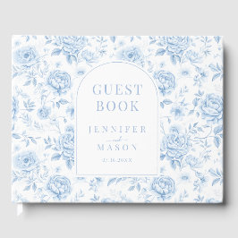 Blue porcelain blommigt boho gift bröllop gäst bok